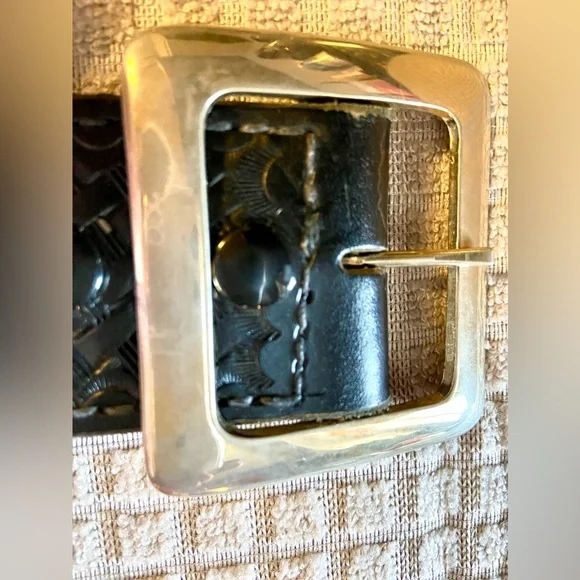 TEX SHOEMAKER & SONS Heavy Duty Black Leather Belt sz 32 (36” long, 2” wide) - Picture 6 of 12